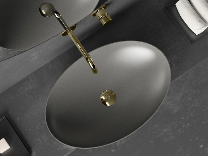 SLIDE - Countertop oval Vetro Freddo® washbasin _ Glass Design